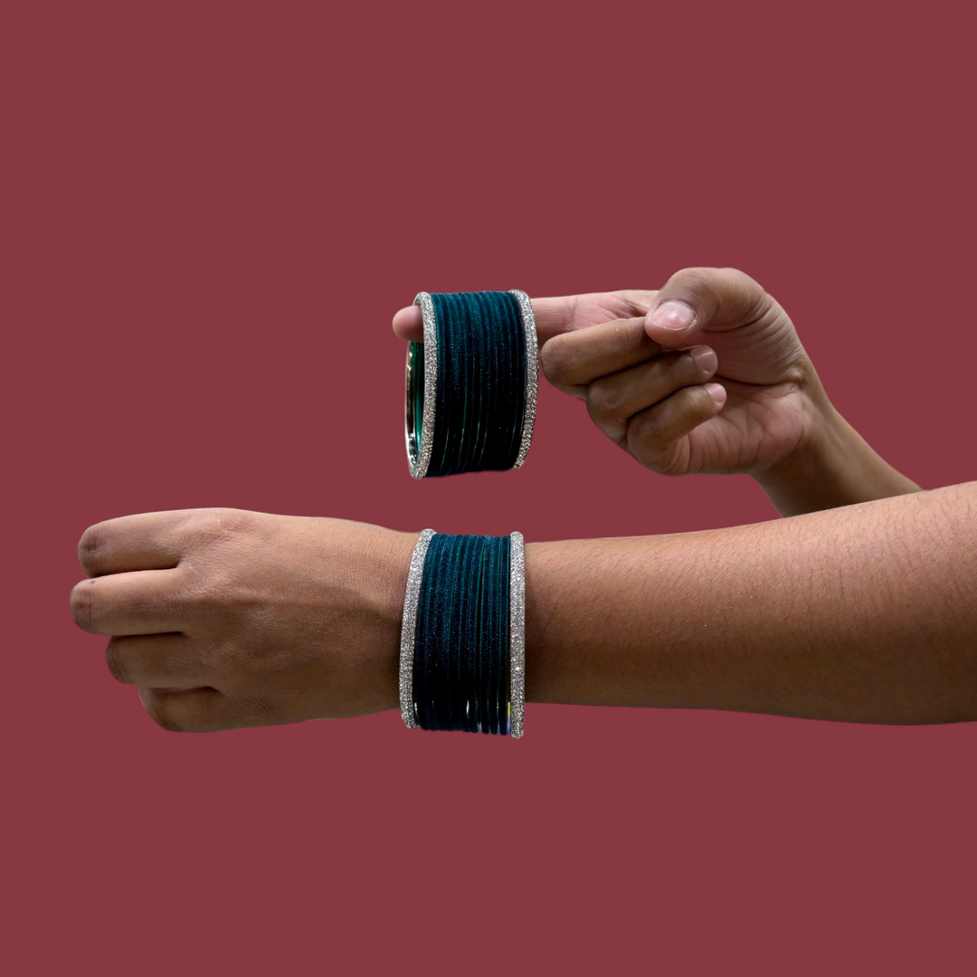 Metal Bangles with Silver Kada PMB004