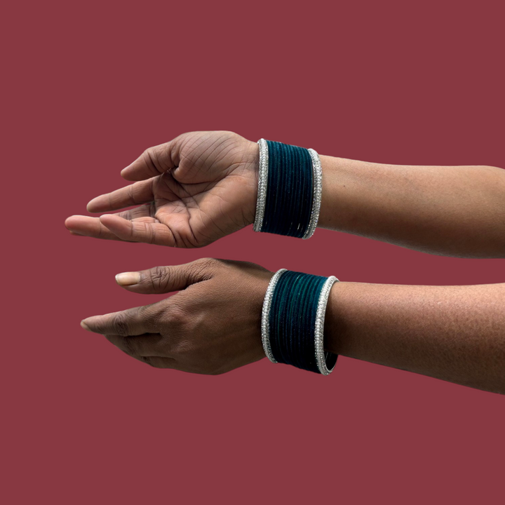 Metal Bangles with Silver Pearl Kada PMB006