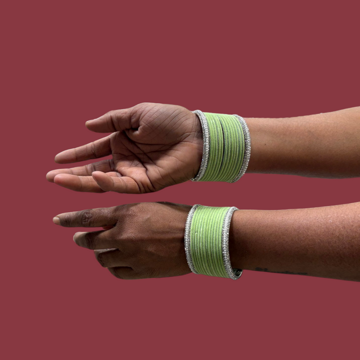 Metal Bangles with Silver Pearl Kada PMB006