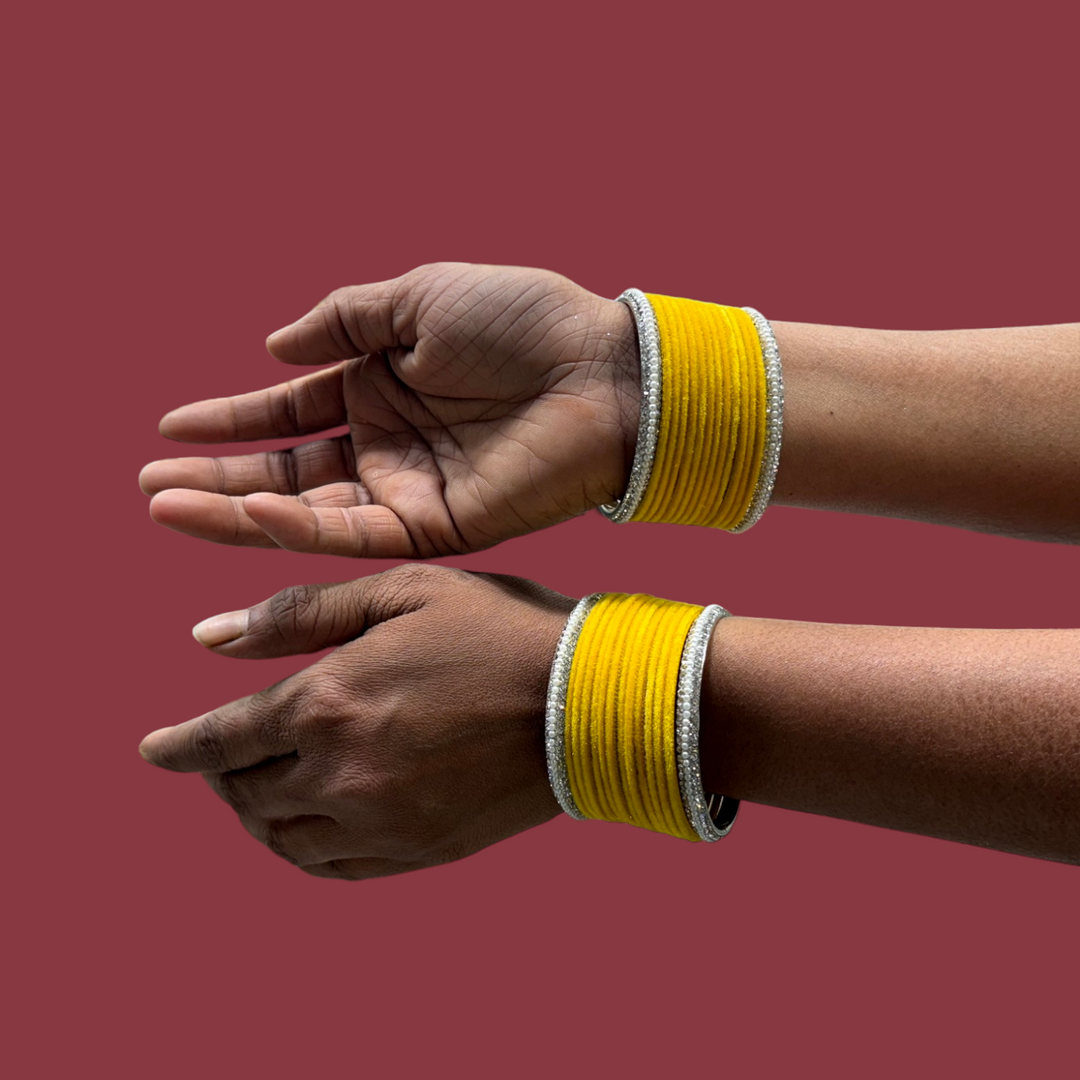 Metal Bangles with Silver Pearl Kada PMB006