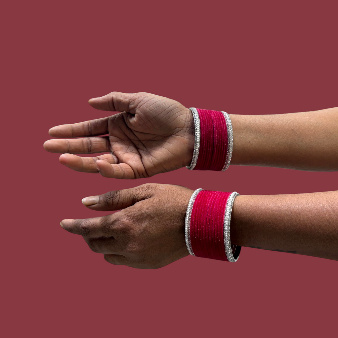 Metal Bangles with Silver Pearl Kada PMB006