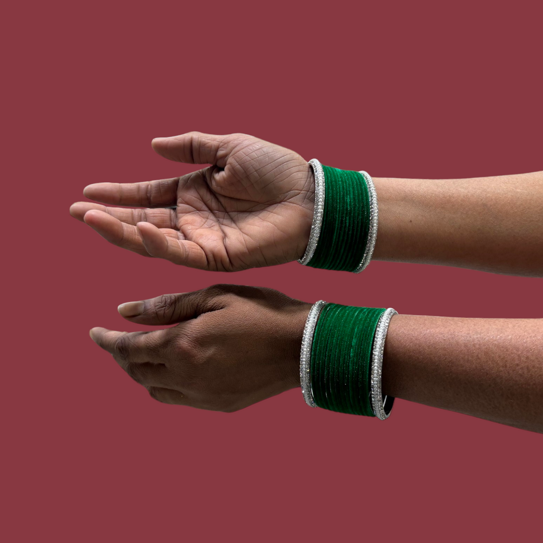 Metal Bangles with Silver Pearl Kada PMB006