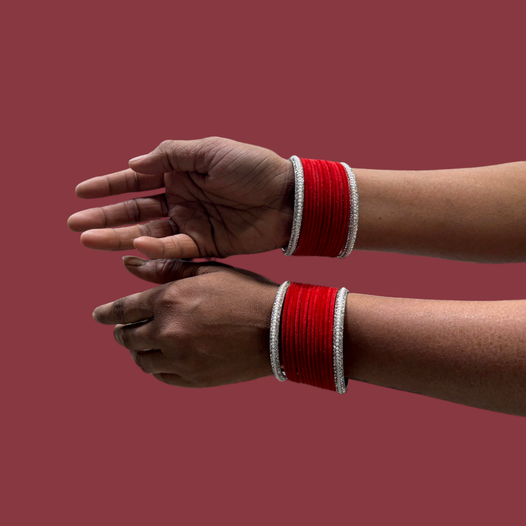 Metal Bangles with Silver Pearl Kada PMB006