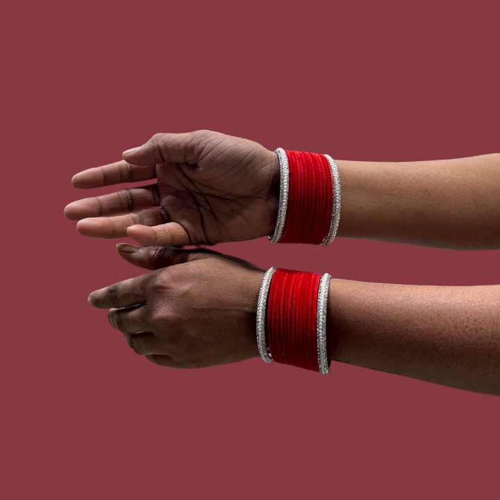 Metal Bangles with Silver Pearl Kada PMB006