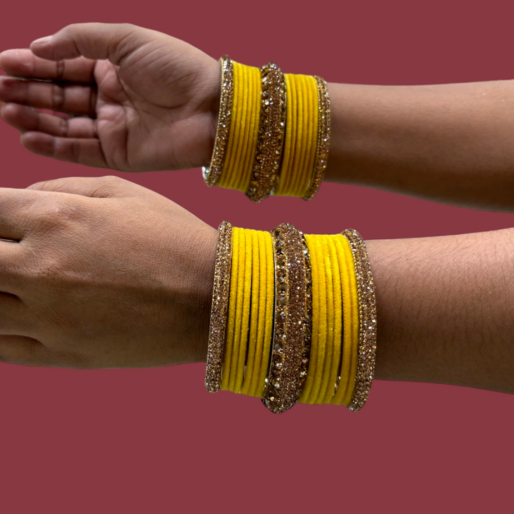 Metal Bangles with 6 Golden Kada PMB007