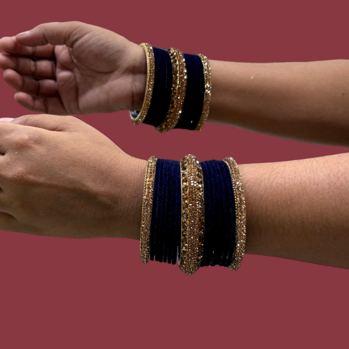 Metal Bangles with 6 Golden Kada PMB007