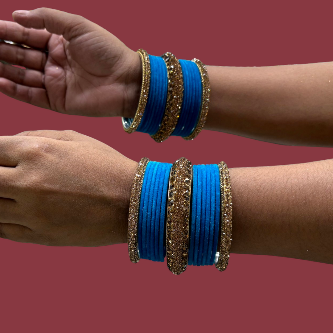 Metal Bangles with 6 Golden Kada PMB007