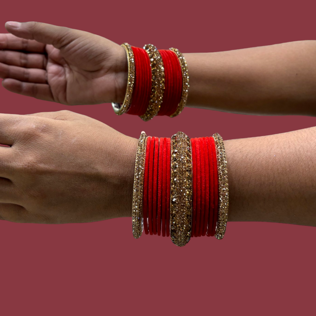 Metal Bangles with 6 Golden Kada PMB007
