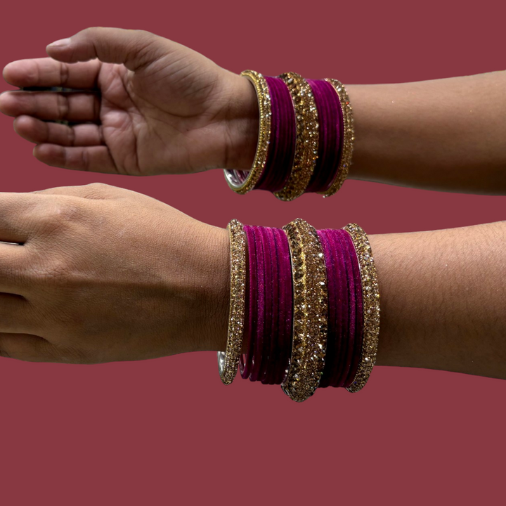Metal Bangles with 6 Golden Kada PMB007