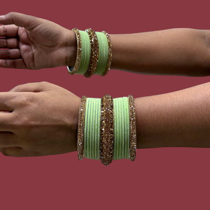Metal Bangles with 6 Golden Kada PMB007