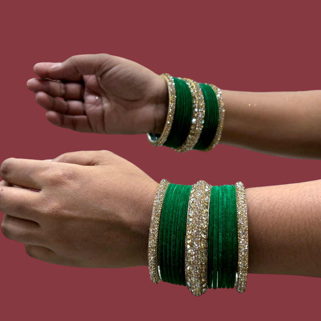 Metal Bangles with 6 Cream Kada PMB009