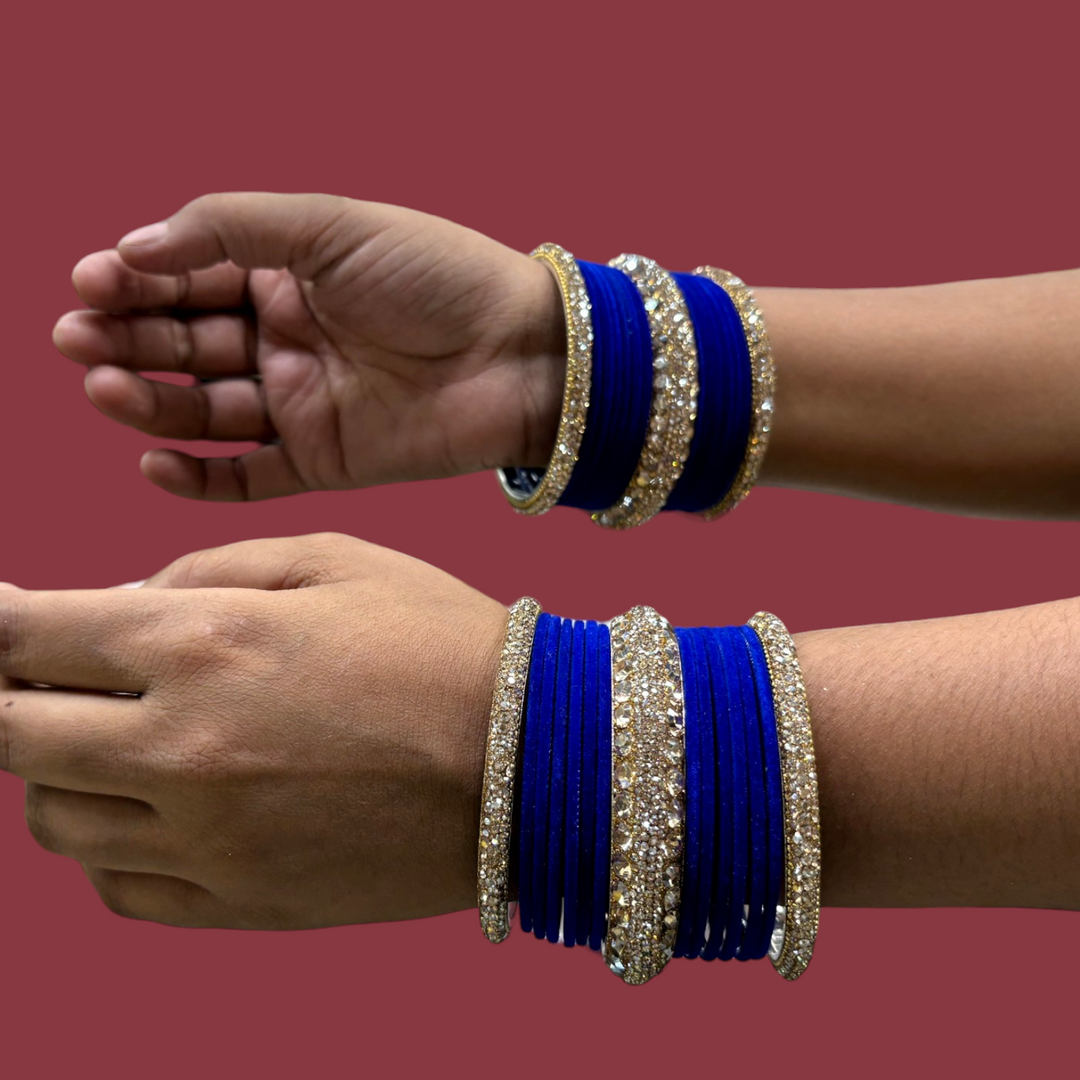 Metal Bangles with 6 Cream Kada PMB009