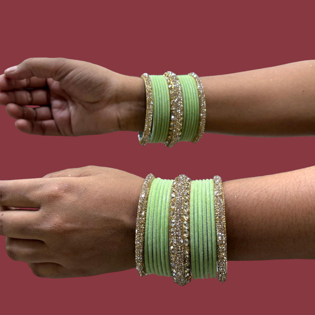 Metal Bangles with 6 Cream Kada PMB009
