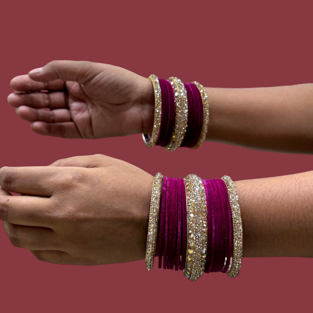 Metal Bangles with 6 Cream Kada PMB009