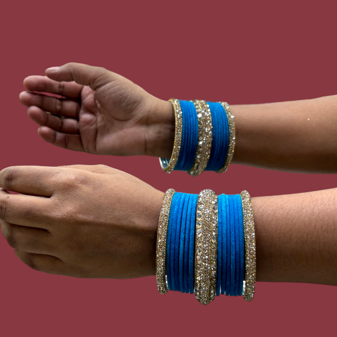 Metal Bangles with 6 Cream Kada PMB009