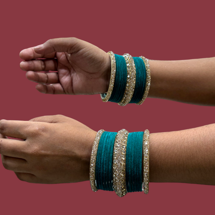 Metal Bangles with 6 Cream Kada PMB009