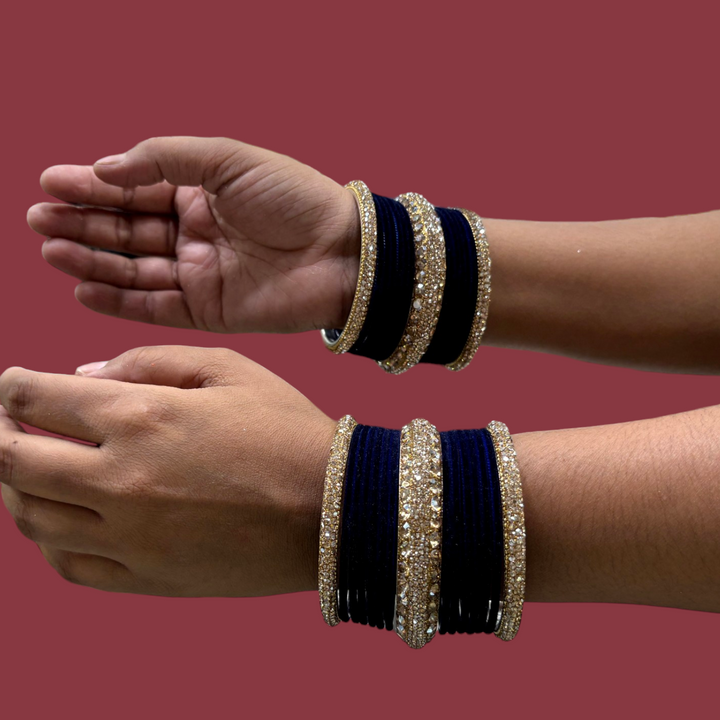 Metal Bangles with 6 Cream Kada PMB009