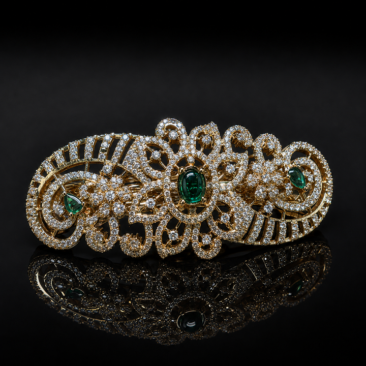 Emerald Floral Filigree Pony Clips