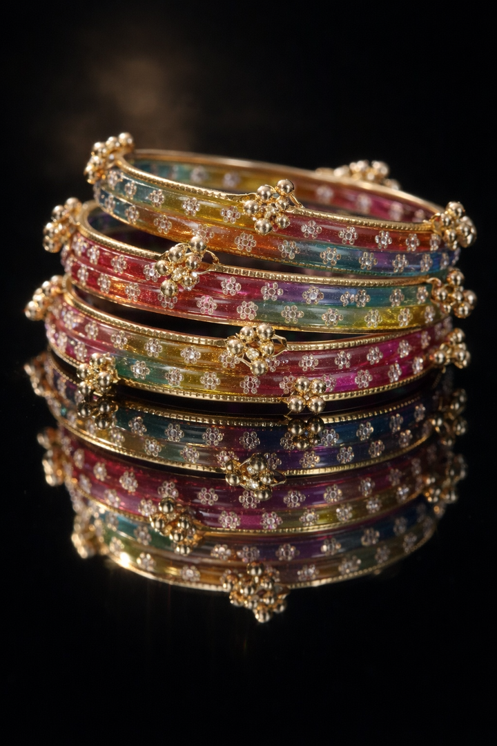 Floral Glass Bangle Set 1