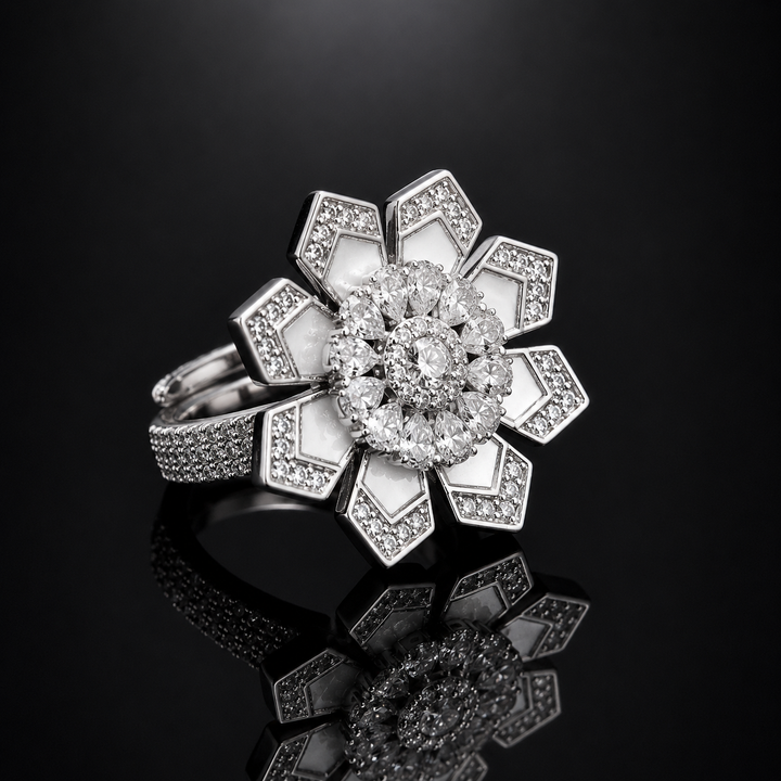 Crystal Bloom Luxury Floral Rings