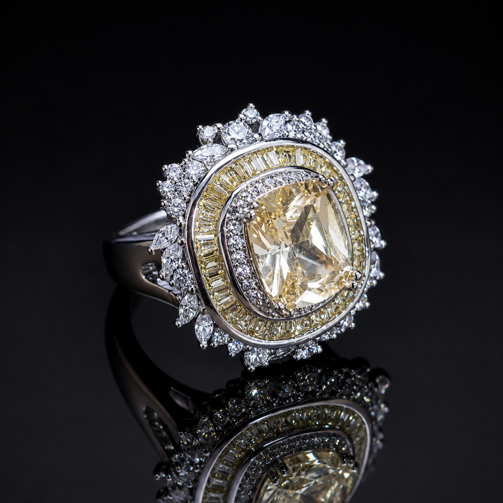 Luxe Cushion Halo Rings