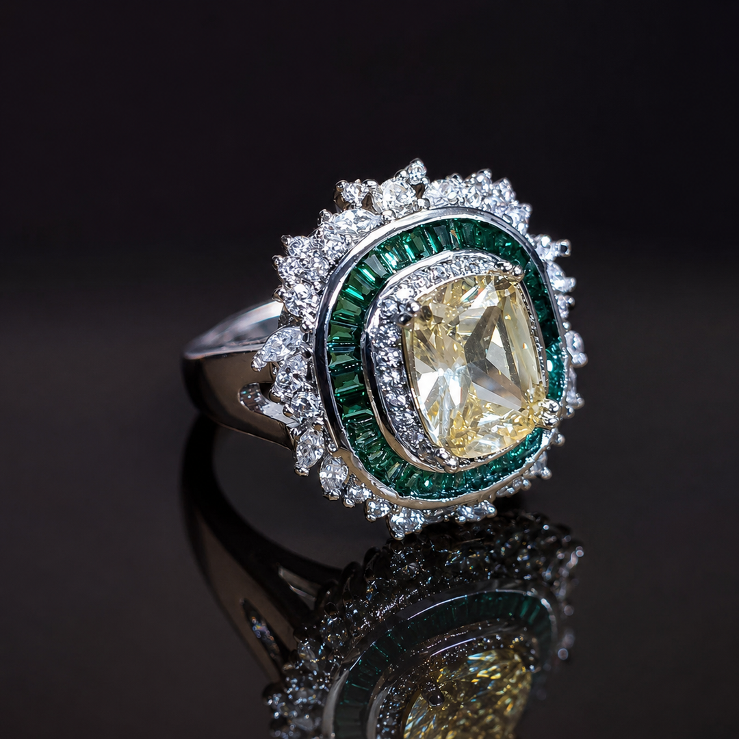 Luxe Cushion Halo Rings