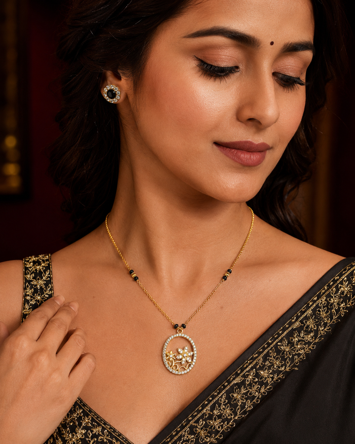 Floral Circle Pendant Mangalsutra