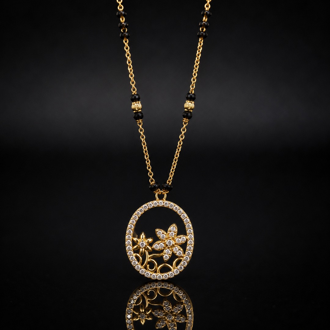 Floral Circle Pendant Mangalsutra