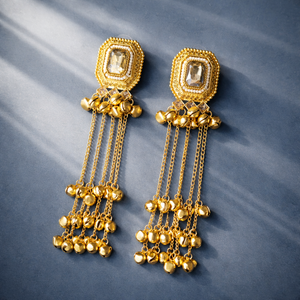 Kashmiri Stone Drop Danglers