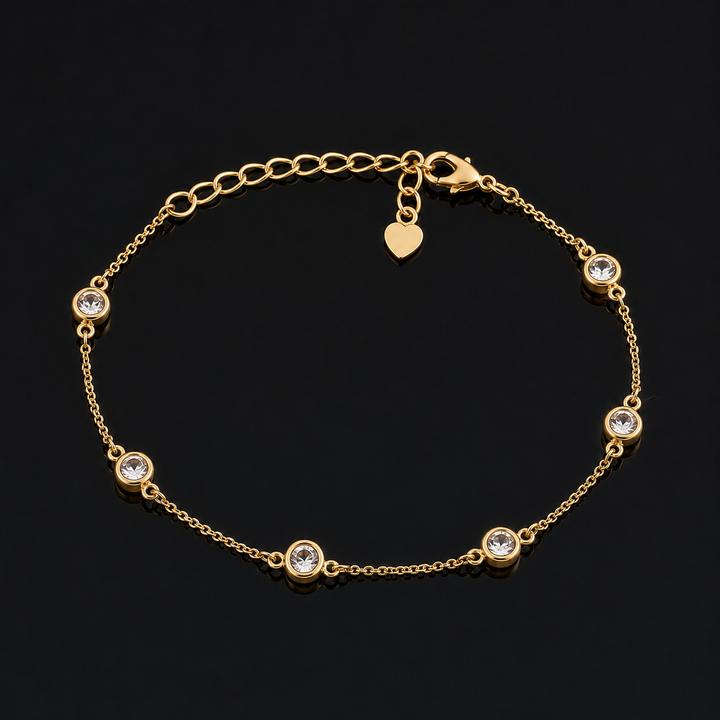 Golden Solitaire Crystal Anklet
