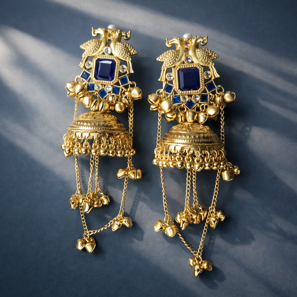 Elegant Kashmiri Peacock Earrings