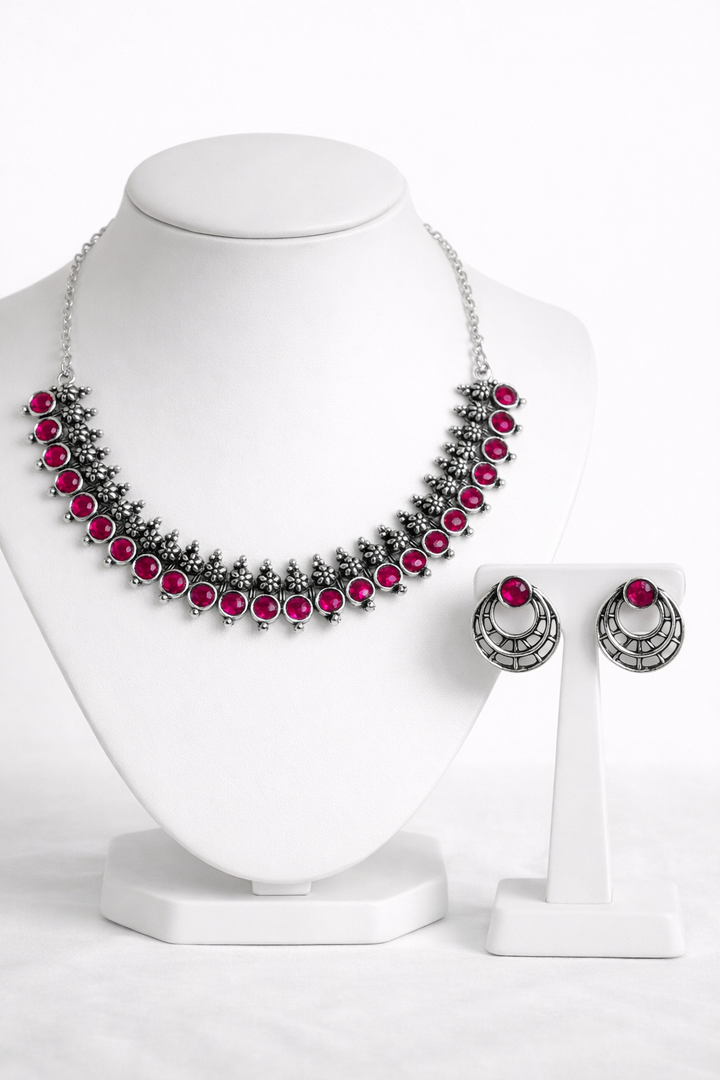 Round Stone Necklace Set