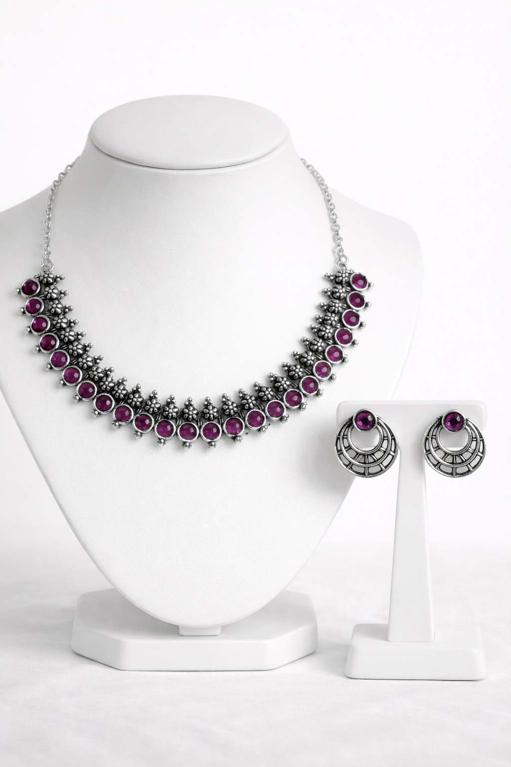 Round Stone Necklace Set