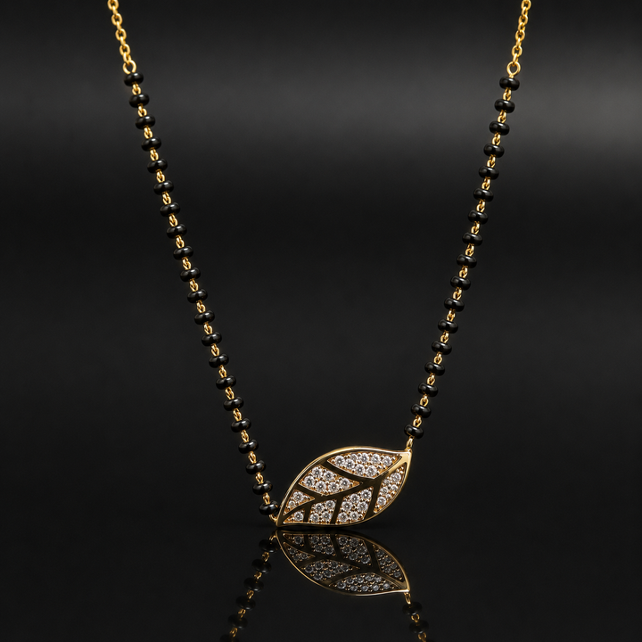 Elegant Leaf Design Diamond Style Mangalsutra