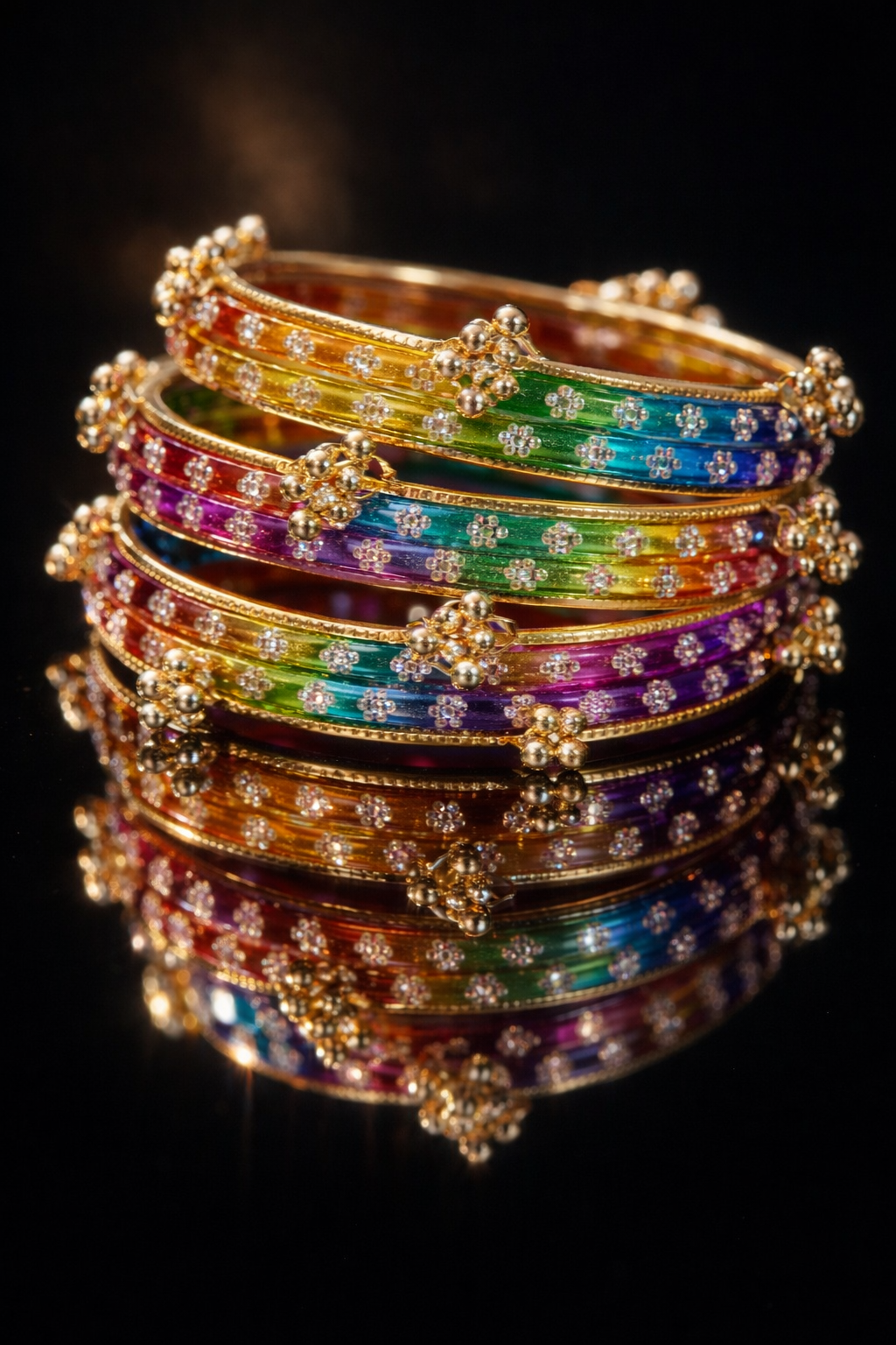 Floral Glass Bangle Set 1