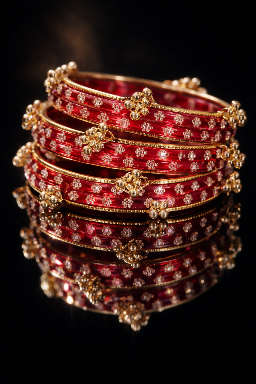 Floral Glass Bangle Set 3