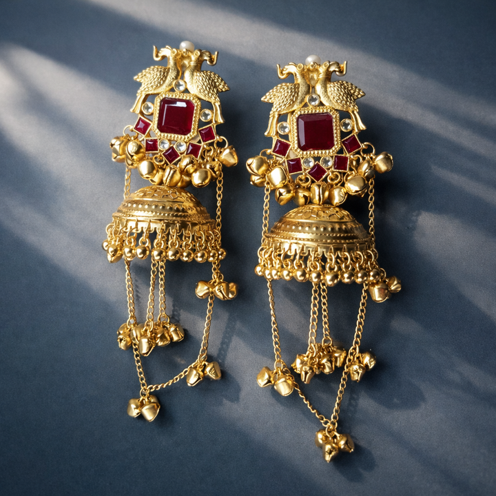 Elegant Kashmiri Peacock Earrings