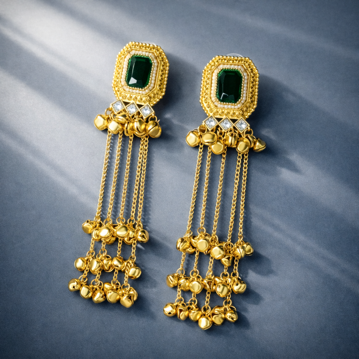 Kashmiri Stone Drop Danglers