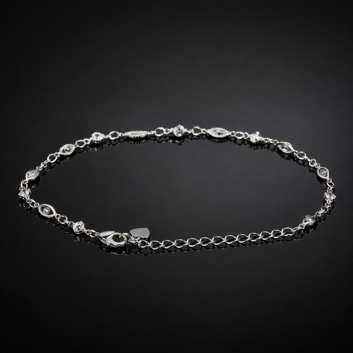 Silver Crystal Elegance Anklet