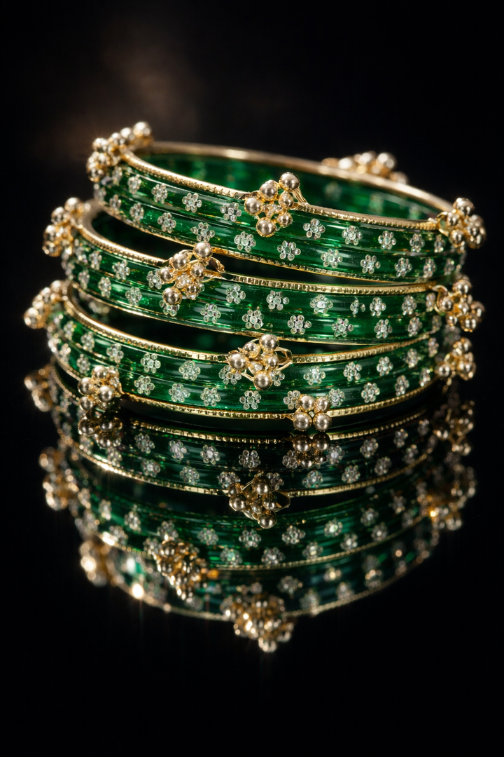 Floral Glass Bangle Set 3