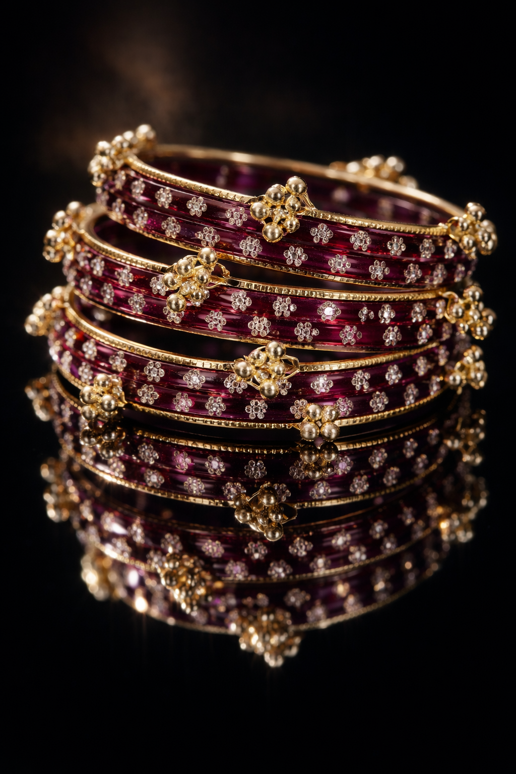 Floral Glass Bangle Set 3