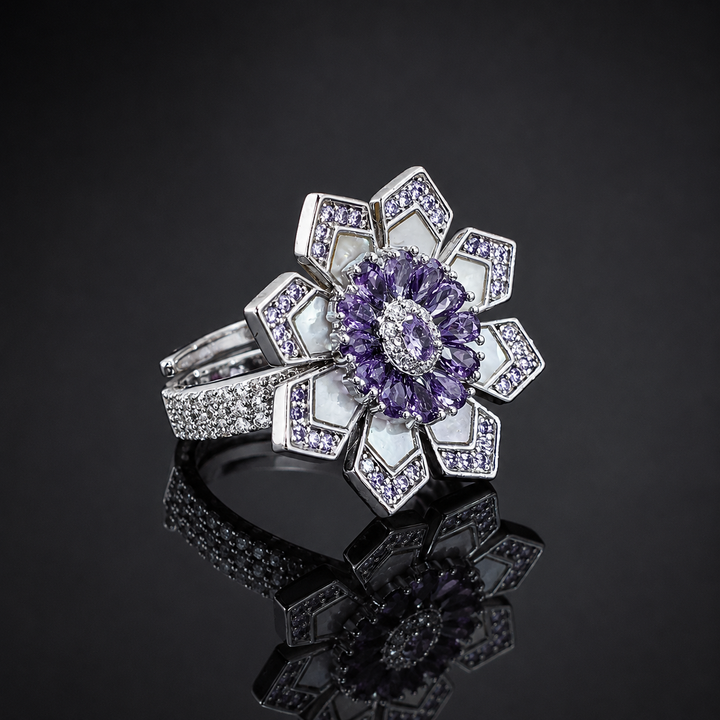 Crystal Bloom Luxury Floral Rings