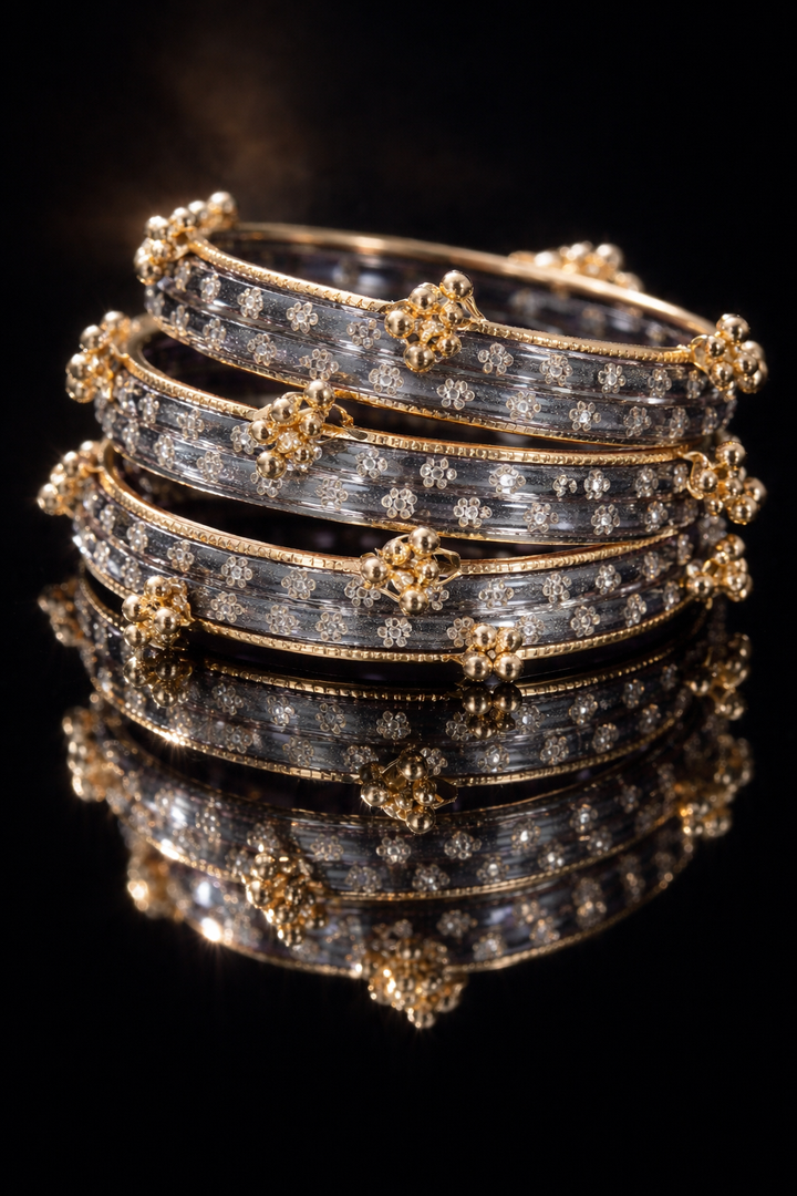 Floral Glass Bangle Set 3
