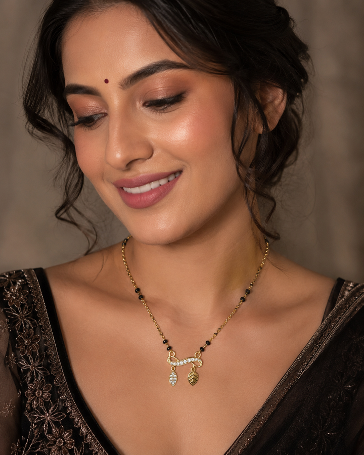Infinity Leaf Charm Designer Mangalsutra