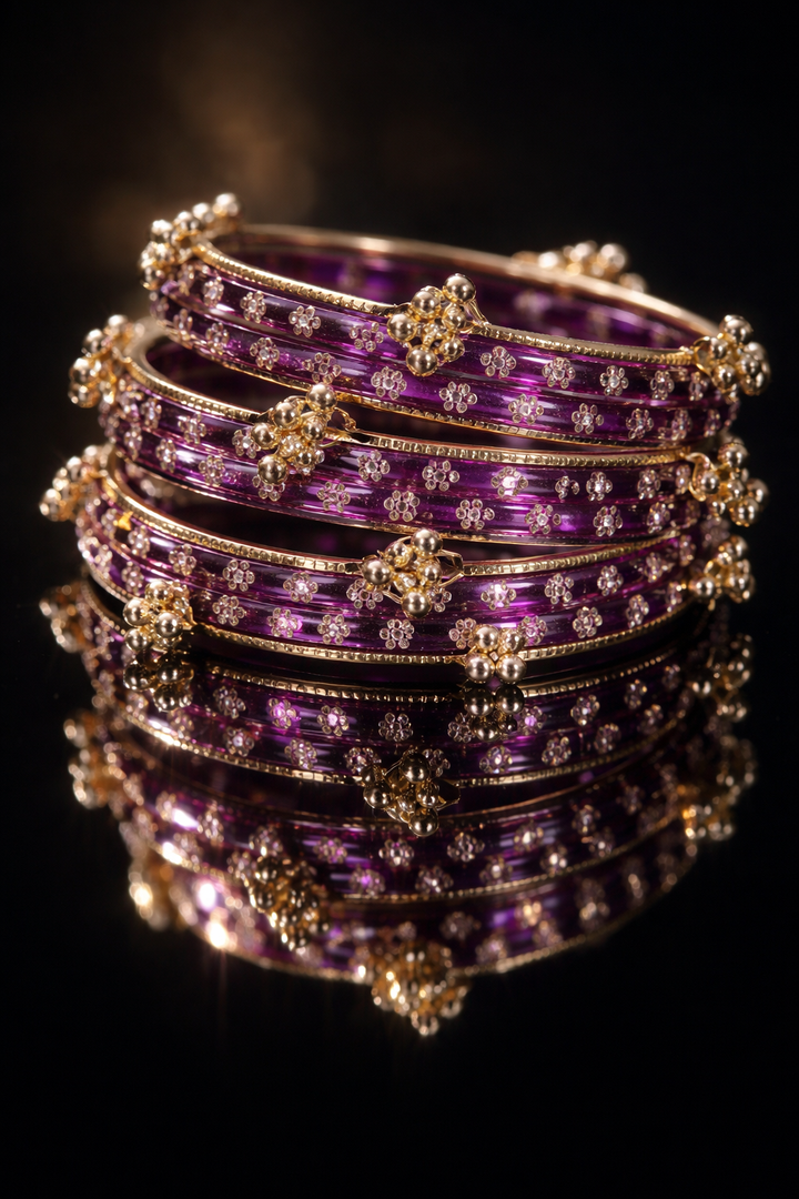 Floral Glass Bangle Set 1