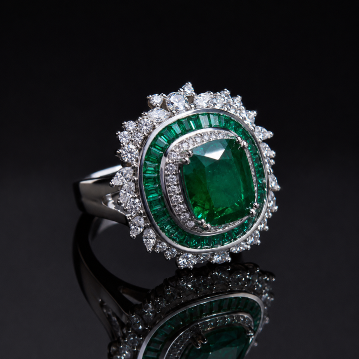 Luxe Cushion Halo Rings