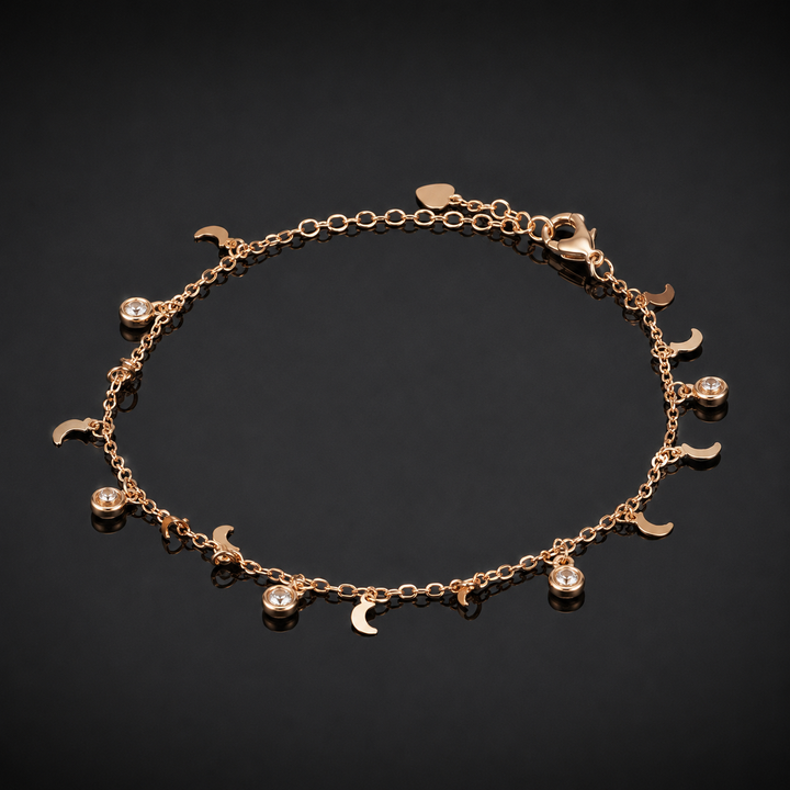 Golden Moonlight Crystal Charm Anklet