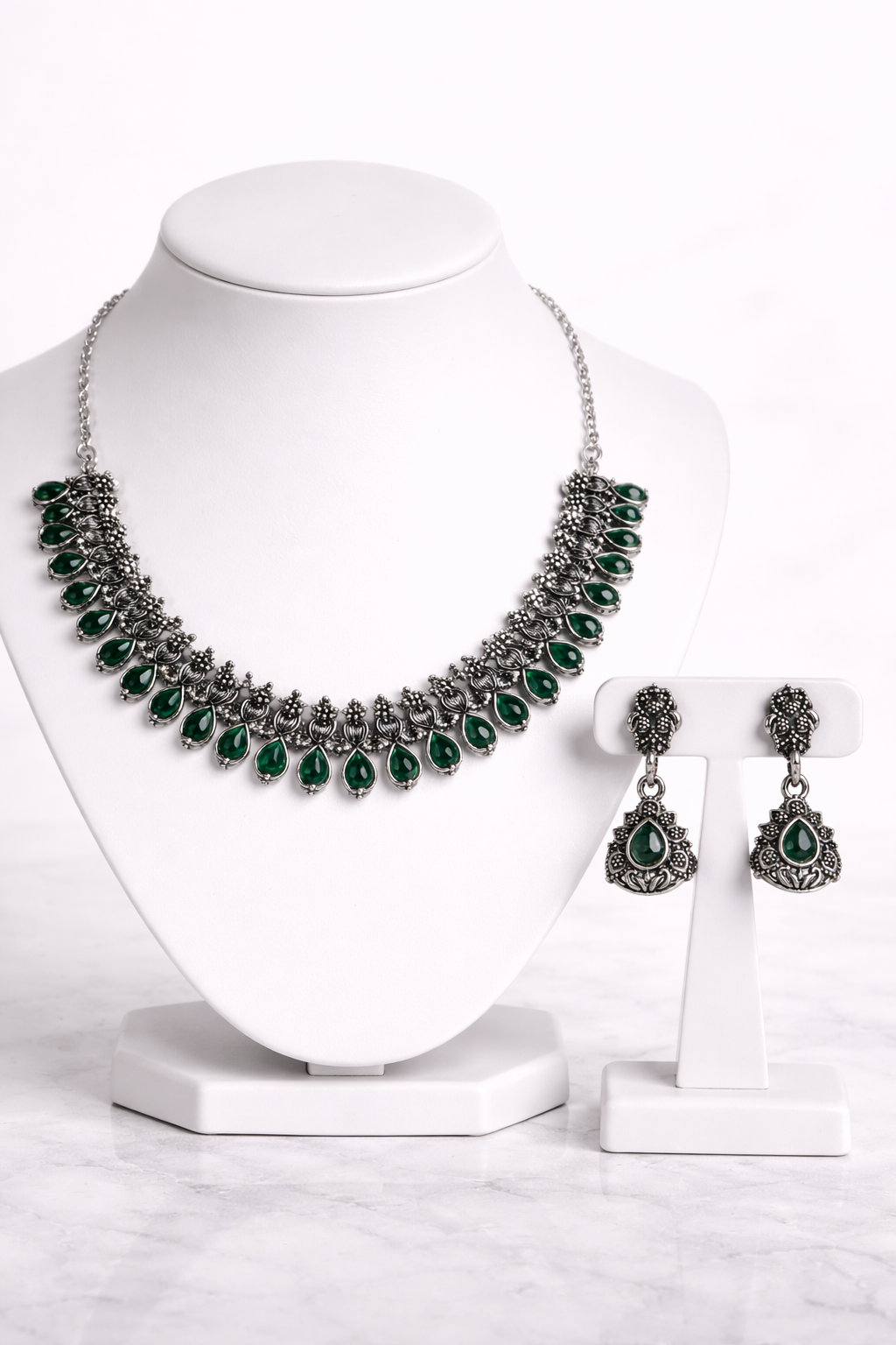Classic Drop Stone Necklace Set