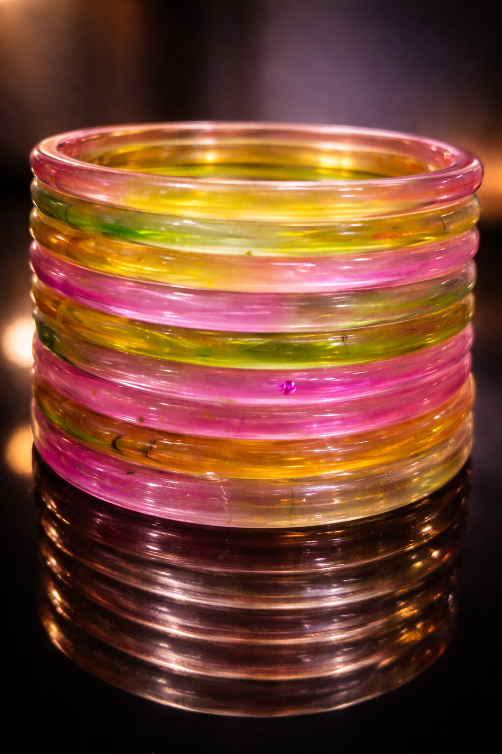 Light Multi Glass Bangle Set