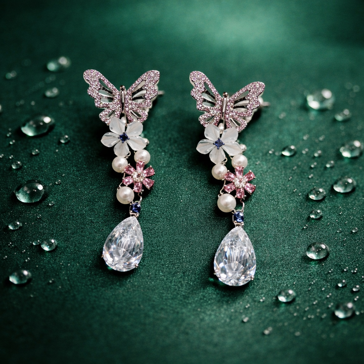 Butterfly Pearl Drop Earring